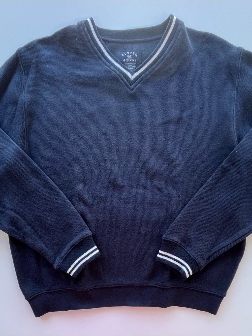 Cutter & Buck women’s heavy cotton sweater, Medium, V-neck, dark Navy